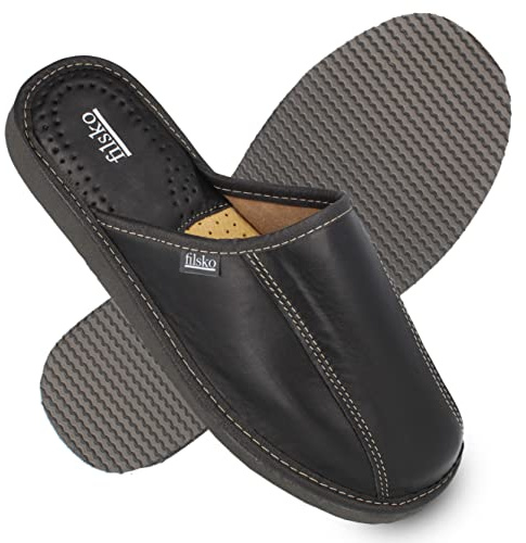 filsko® Tarm - Slippers Herren - geschlossen - EVA Sohle - Naturleder - rutschfest - atmungsaktiv