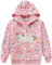 EULLA Kinder Mädchen Zip Up Hoodie Sweatjacke Kapuzenjacke Kapuzenpullover Langarm Baumwolle Rosa Einhorn Regenbogen Pullover Hoody Sweatshirt mit Reißverschluss 5# Rosa Einhorn Regenbogen DE 116