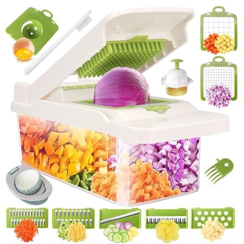 Vegetable Chopper Vegetable Cutter Mandoline Vegetable Slicer - Veggie Onion Potato Salad Food Chopper Manual-Veg Chopper and Dicer/Julienne- Kitchen Tools & Gadgets, Includes a Free Egg Cutter.
