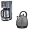 KHG Frühstücksset Wasserkocher & Kaffeemaschine Dunkelgrau Anthrazit, Kessel-Kocher 1,7 Liter, 360° Sockel, Kalkfilter, Kontrollleuchte, 12 Tassen Kaffee, LCD-Display mit Timer, Tropfstopp