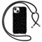 Foonary Handyband Hülle mit Band für iPhone 14 6,1 Handyhülle, Aesthetic Design Kette Necklace Case mit Kordel zum Umhängen Silikon Bumper Cover Schnur für iPhone 14 / iPhone 13, Schwarz Blumen