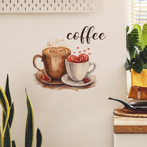 HGDESIGN® Wandtattoo Wandaufkleber Kaffee Zeit But First Coffee Eule Cappuccino Wandsticker Wanddeko für Küche Esszimmer (D)