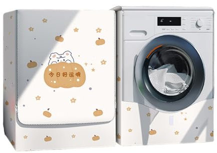 Odot Copri Lavatrice Esterni, Coprilavatrice da Esterno Impermeabile Antipolvere Anti Sunlight, Copertura per Lavatrice e Asciugatrice con Aperture Frontali (Zucca Arancione,M (6-6,5kg))