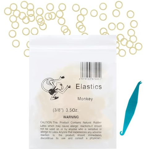 VEGCOO 600 Piezas Ortodoncia Goma Elástica, Multiusos Goma Elástica Dientes Ortodoncia Oral Instrumento con 6 Colocadores Elásticos Ortodónticos de Plástico(1/8, 3,5 oz)