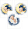 FAVELOT Poster Kinderzimmer Jungen und Mädchen A4 - Wolken, Teddy, Blau - Bilder Babyzimmer Deko - Deutscher Premium-Druck - 3er Set Din A4