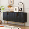 LATICO Sideboard Kommode mit 4 Türen Stauraum, 152x40x80 Küchenschrank Buffetschrank Cabinet Standschrank Anrichte Aufbewahrungsschrank, Metallgriff Sideboard für Esszimmer Wohnzimmer Küche (Schwarz)
