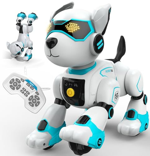 anysun Roboter Hund, Roboter Hund Kinder Wiederaufladbar, Interaktives Programmierbares Roboter Hundespielzeug, Sprachbefehle, Fernbedienung, Berührungssensor, Jungen, Mädchen