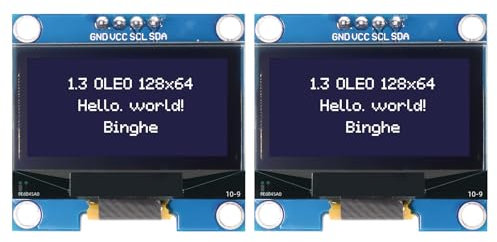 1,3 OLED I2C Display Modulo Binghe 3 Piezas 1,3 LED OLED Display I2C IIC OLED Display con SSH1106 Chip 128 x 64 Pixel I2C Visualización en Pantalla con Caracteres Blancos Compatible con Arduino