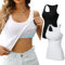 Charmo Unterhemd Damen BH Hemd Baumwoll Sommer Tank Tops mit integriertem BH Slim Fit Trägertop Tanktops Frauen Weiß Schwarz 2er Pack