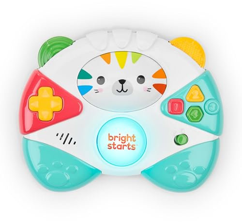 Bright Starts, Jouet Gamer Buddy - Manette de Jeu Tigre, Effets Sonores et Mélodies de Jeux Vidéo, S'Allume, 6 Mois et Plus