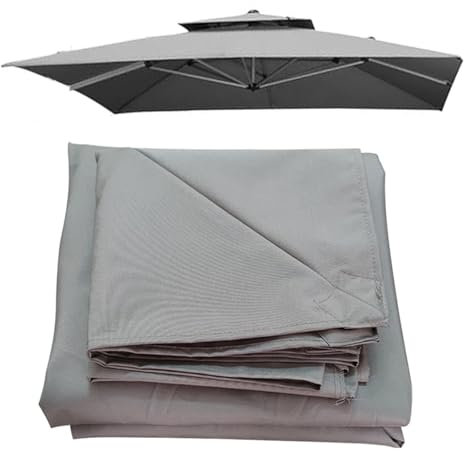 CZQGLYM 3 x 3 m,2.5 x 2.5 m,Carré Toile de Rechange,Auvent de Rechange pour Déporté Parasol de Terrasse,Auvent de remplacement pour parasol de 8 baleines,Pour extérieur (Grey,2.5x2.5m(8.2ft x 8.2ft))