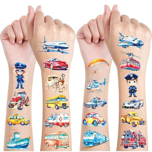 Cars Glitzer Tattoos für Kinder, 12 Blätter Temporäre Tattoos | Geschenke für Junge Mädchen, Mitgebsel Kindergeburtstag Geschenke Party Deko