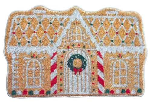 Eventerde Weihnachts Außenmatten Für Die Haustür 60x40x1cm Kaschmirimitat Weihnachts Fußmatte Lebkuchenhaus Willkommensmatte Weihnachtsteppich Feiertagsdekorationen rutschfeste Wintermatte