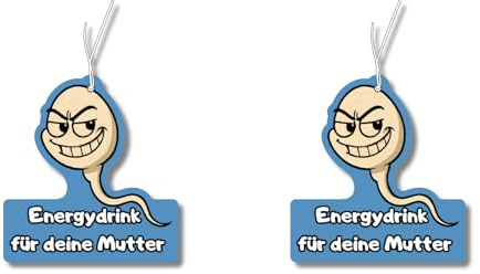2x Duftbaum mit 'Energydrink für deine Mutter' Motiv, Auto lustig Duftspender, Duftbaum Auto tuning, Lufterfrischer, Duftanhänger Auto Set, Scherzartikel