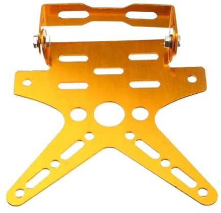 Universal Aluminum Adjustable Mount Bracket Registration Number Plate Cover Motorbike Parts Motorcycle License Holder(Yellow)