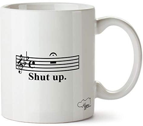Hippowarehouse Shut up Music Note Printed Mug Cup Ceramic 10oz
