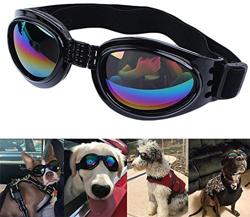 DUBENS Hundebrille Sonnenbrille Wasserdichten Schutz Sun-Brille, UV-Schutz Fashion Eyewear Goggles Schutzbrille Hundebrillen Sonnenschutz Brillen Für Haustier Hunde Dog (Schwarz)