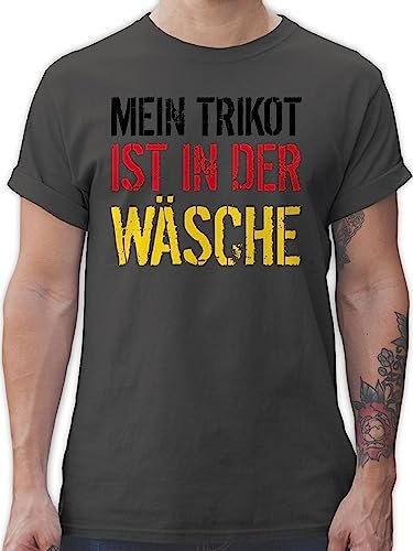 T-Shirt Herren - Fußball EM WM - Mein Trikot ist in der Wäsche | Deutschland Germany - 4XL - Dunkelgrau - Deutschland-t-Shirt Fussball Shirt männer Europameisterschaft deutsche Shirts