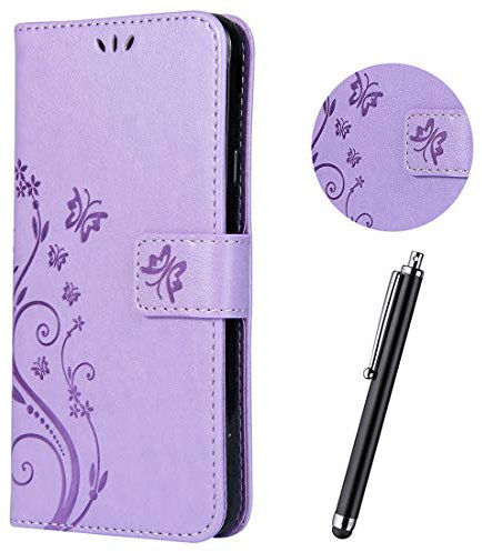 Hancda Coque pour Samsung Galaxy J6 2018 / J600, Etui Housse Coque Cuir Case Portefeuille Rabat Flip Cover Support Magnétique Porte Carte Antichoc Protection pour Samsung Galaxy J6 2018/J600,Violet