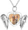 Custom4U Collier avec Photo Gravé Argent 925 Pendentif Médaillon Porte Photo Coeur Ailes d’Ange Prénom Personnalisé