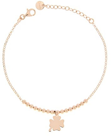 Rue des Mille Bracciale Donna Argento 925 Micro 1 Soggetto Quadrifoglio Oro Rosa | Bracciale Argento 925 Donna | Braccialetti Donna Argento Con Una Potente Carica Sentimentale