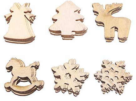 Amosfun 200 Stücke Weihnachten Streudeko Tischdeko Schneeflocke Konfetti Holz Weihnachtsschmuck Christbaumschmuck Baumschmuck Holzscheiben Weihnachtsbaum Deko
