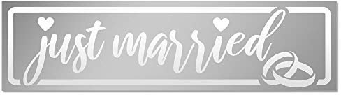 Kiwistar Magnetschild Just Married Ringe Hochzeit invertiert - 30cm Silber - magnetisch für Auto PKW Kfz - wiederverwendbares Hinweisschild aus Magnetfolie - für Fahrzeug, Truck