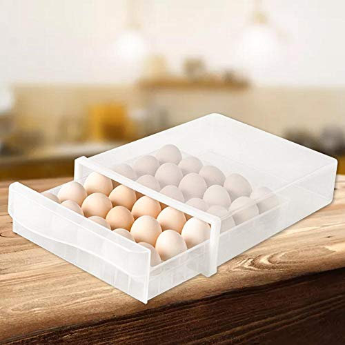 sunflowerany Huevera, Contenedor De 30 Huevos para El Frigorífico,huevera De Plástico para Huevos, con Tapa Y Asas, Portátil, De Plástico, Organizador para Refrigerador (Transparente)