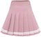 Dressystar Jupe Basique Femme Extensible Patineur Patineuse Pom-Pom Girl Mini Jupe Plissée Rose Blanc Rayure XS