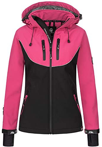 Rock Creek Damen Softshell Jacke Windbreaker Regenjacke Übergangsjacke Softshelljacke Damenjacke Regenmantel Outdoorjacke Kapuze D-442 Schwarz XL