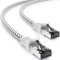 deleyCON 1m CAT7 LAN Kabel - Netzwerkkabel mit Kupfer & Nylonmantel - AWG27 600 MHz 10 Gbit/s S-FTP (PIMF) RJ45 Patchkabel Ethernetkabel für Internet DSL Router - Weiß