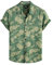 VATPAVE Herren Front Pocket HawaiiHemden Freizeithemden Blumen Kurzarm Knopfleiste Tropische Strandhemden XX-Large Grüne Blätter
