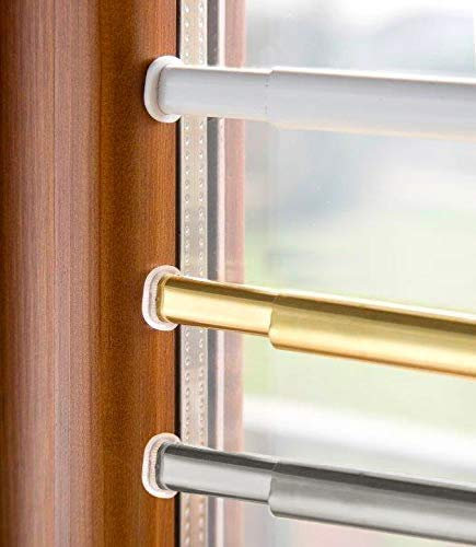 GLOBAL CORPORATION ASTINE A MOLLA PER TENDA A VETRO BIANCO BACCHETTE ESTENSIBILE BASTONCINI A PRESSIONE TENDE TENDAGGI REGGITENDE A FINESTRA (BIANCO, 60-90 Centimetri)