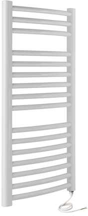 Greenedhouse Milano WHITE Curved Electric Towel Rail W500mm x H800mm Curved Electric Towel Radiator