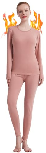 Fomolom Thermounterwäsche Damen einfarbig ultraweich Lange Thermo Unterhose Skiunterwäsche Warme Thermowäsche Set