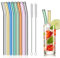 8 Pcs Reusable Glass Straws, 8x8mm Eco-friendly Drinking Straws for Smoothies, Milkshakes, Tea, Juice, Cocktails - Multi-Color Mixed (8Pcs Bent)