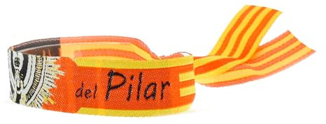 BDM Jungfrau der Säule. Stoffbandarmband der Virgen del Pilar de Zaragoza. Verstellbares Besticktes Armband mit jungfräulicher Figur.