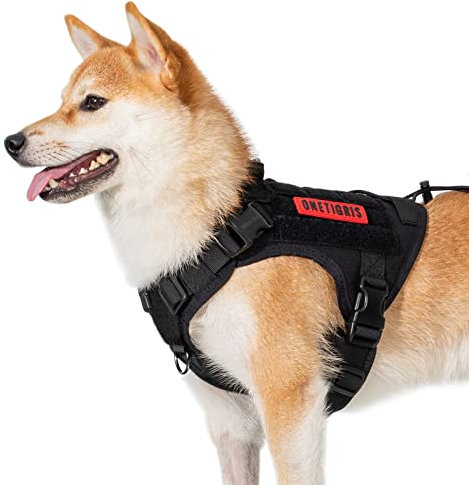 OneTigris Upgraded Fire Watcher 2.0 mit Strapazierfähiger Metallschnalle, Taktische Hundegeschirr mit Griff, No Pull Geschirr Grosse Hunde mit MOLLE-Klettsystem, M