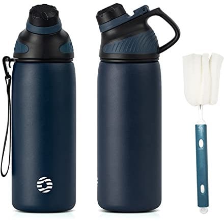 Fjbottle Edelstahl Trinkflasche Sport mit Magnetischem Deckel 1L, 800ml, 600ml, 400ml BPA-Frei Auslaufsichere Kinder Flasche - Kohlensäure geeignet 1500ML Wasserflasche Thermo für Schule, Fitness
