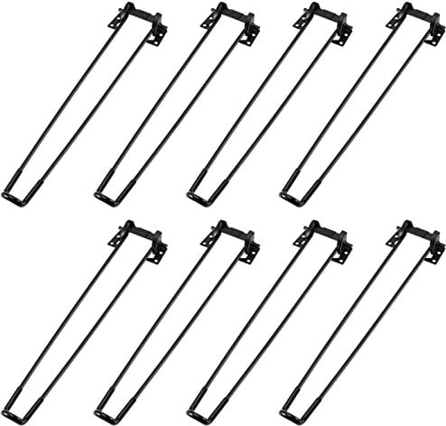 MUKCHAP Schwarze Haarnadelbeine, zusammenklappbare Tischbeine, Haarnadel-Metallbeine, Tischbeine, robuste Möbelbeine mit Schutzfüßen für Kaffee, Laptop, Tisch, Nachttisch, 8 Stück
