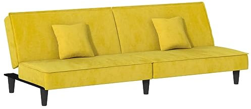 vidaXL Schlafsofa, Sofa mit verstellbaren Rückenlehnen, Couch für Wohnzimmer, Schlafcouch Bettsofa Tagesbett Sofabett Samtsofa, Gelb Samt