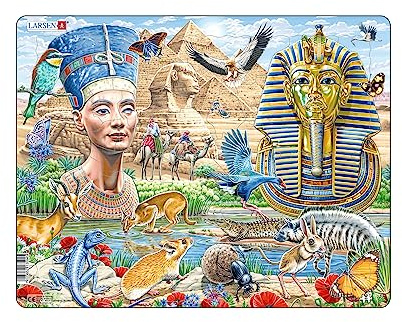 Larsen HL11 Rahmenpuzzle für Kinder I Ägyptische Tierwelt & Pyramiden I Puzzle ab 6 Jahren I Schönes Kinderpuzzle mit 85 Teilen I Spiel, Spaß & Lernen