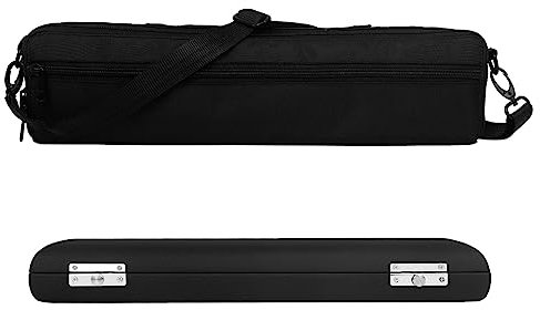 Ganekihedy 1 Satz Schwarz 16-Loch Hochwertige Flöte Leder Box Set Praktische Koffer Tasche Flöte Tasche