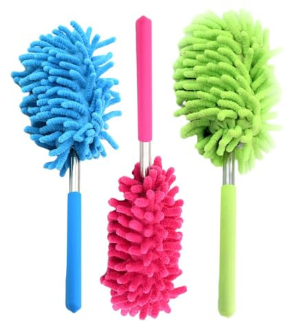 3 Pieces Feather Duster, Dustproof Duster, Duster, Telescopic Dust Collector, Stainless Steel Household Dust Duster, Dust Brush Cleaning Brush for Car, Air Conditioner Cleaning