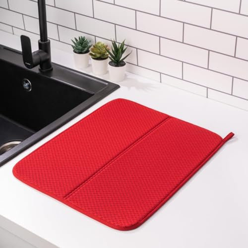 Homelka Abtropfmatte Geschirr für Küche, Abtropfmatte Spüle, Für verschiedene Zwecke dish drying mat, Stilvoll und effektiv Praktische Geschirrmatte 45x36x0,6 cm Burgund