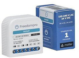 Freedompro Interruttore Smart WiFi Comanda 1 Presa Elettrica, Monitoraggio Energetico, Modulo Smart Home MINI Relè Compatibile con Matter, Apple HomeKit, Alexa, Google, 110-240V 16A Scatola Incasso