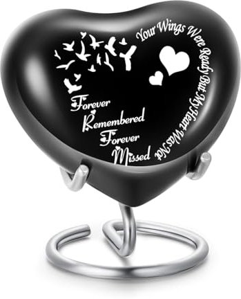 Pet Urne Memorial Container Jar Denkmäler Andenken Haustier Hund Katze Mini Urne Gedenkurne für Feuerbestattung Asche (Vogel-Schwarz)