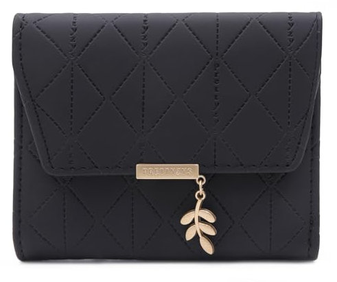 ANYWN Geldbörse Damen klein, Geldbeutel Damen klein, kleines Portemonnaie Damen, Geldtasche klein Damen mit Große Kapazität, Elegante und Süße Damen Geldbeutel mit Münzfach Schwarz