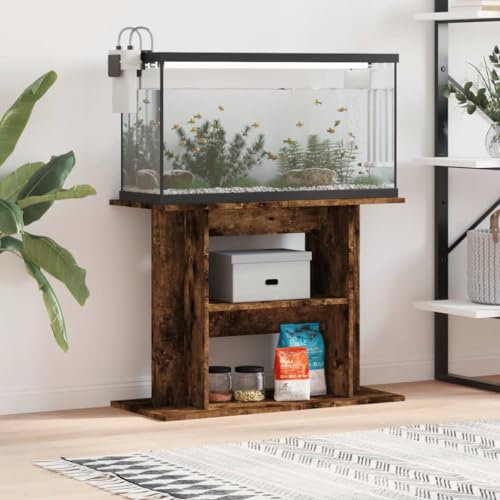 LAPOOH Aquariumständer Räuchereiche 80x35x60 cm Holzwerkstoff, Aquarium Unterschrank, Aquarium Schrank, Aquariumschrank, Aquarium Tisch, Aquarium Stands