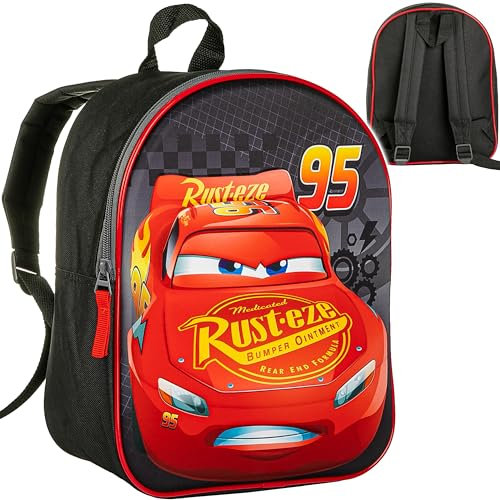 alles-meine.de GmbH 3D Effekt - Kinder Rucksack - Cars - Auto - Lightning McQueen - Tasche - wasserfest & beschichtet - Kinderrucksack - 1 Fach - groß Kind - Jungen Mädchen - Kin..